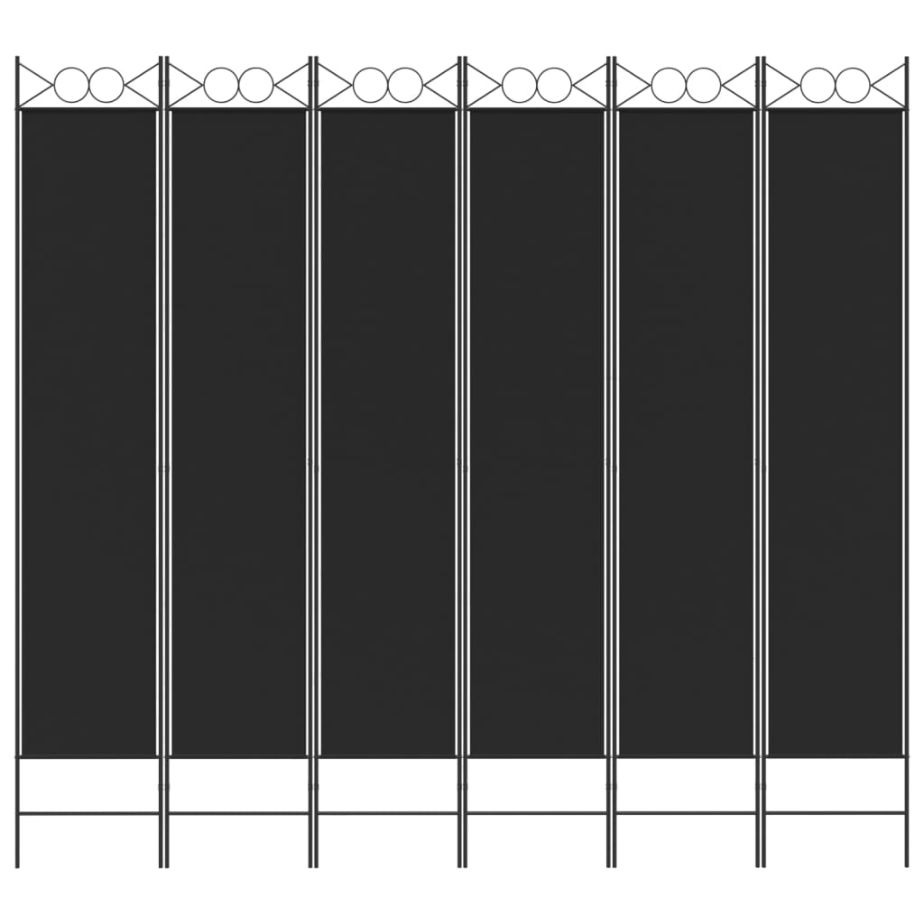 Kambario pertvara, 6 dalių, juodos spalvos, 240x220cm, audinys