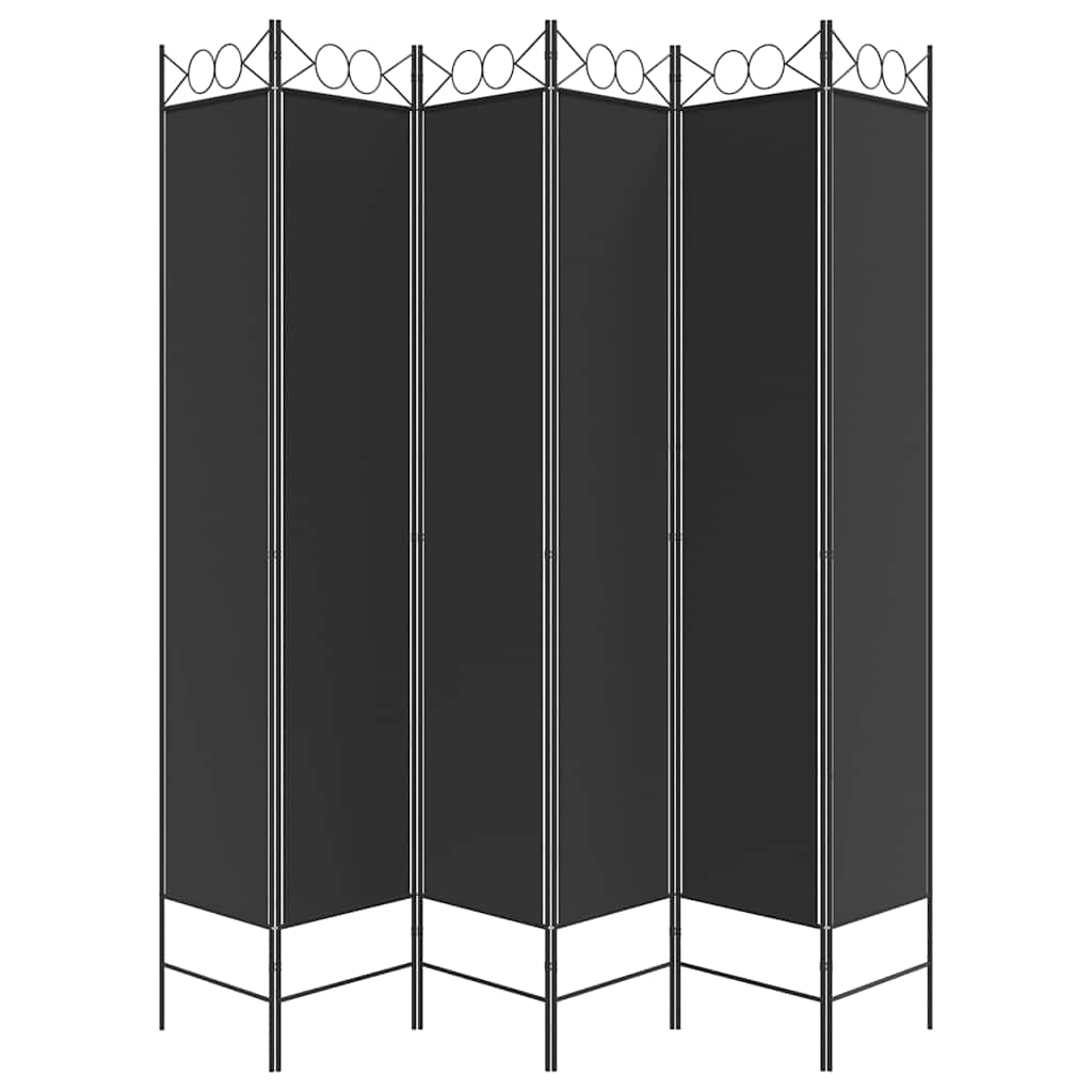 Kambario pertvara, 6 dalių, juodos spalvos, 240x220cm, audinys
