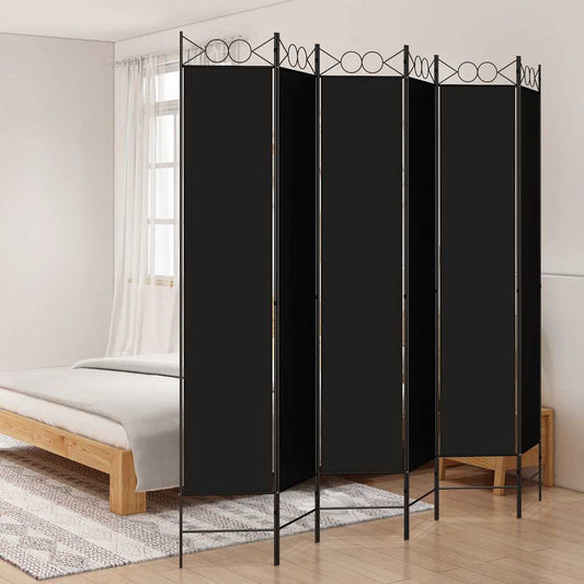 Kambario pertvara, 6 dalių, juodos spalvos, 240x220cm, audinys
