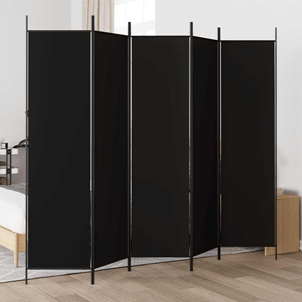 Kambario pertvara, 5 dalių, juodos spalvos, 250x200cm, audinys