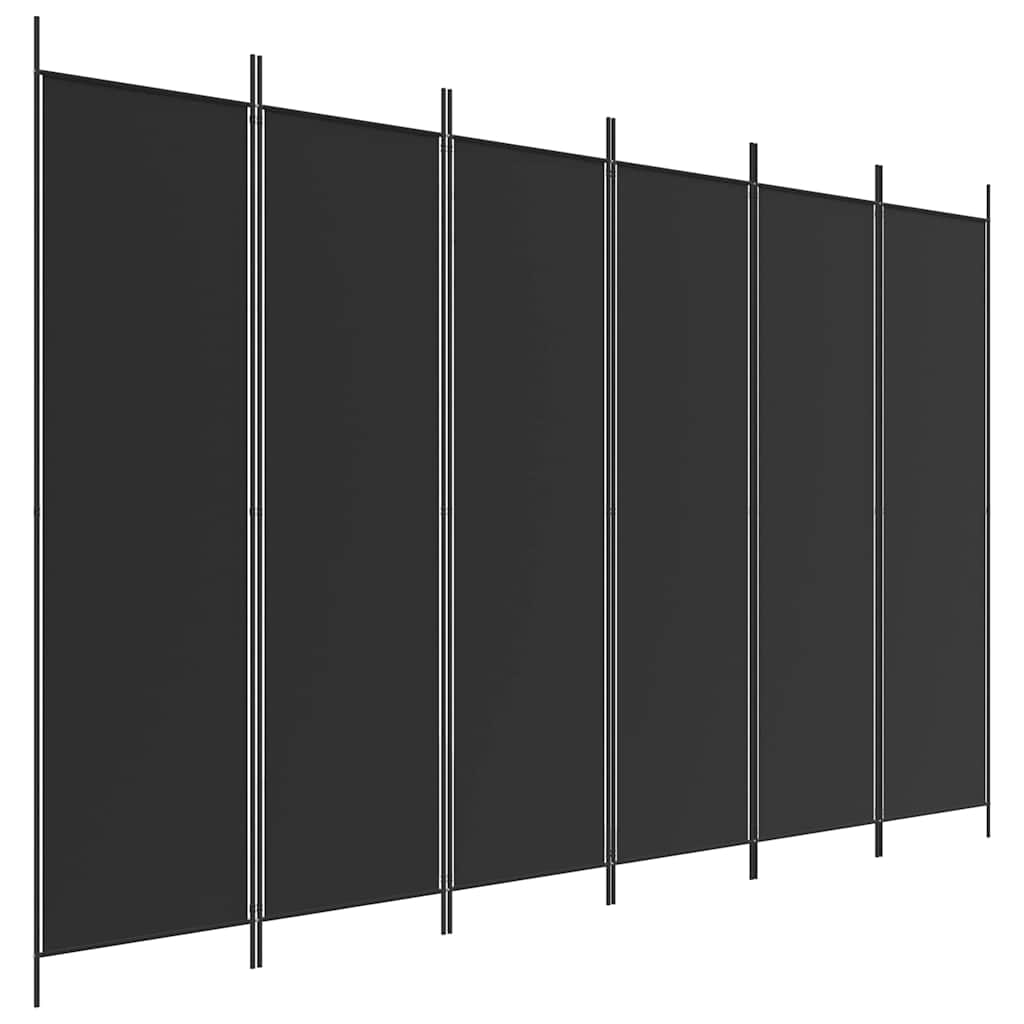 Kambario pertvara, 6 dalių, juodos spalvos, 300x200cm, audinys