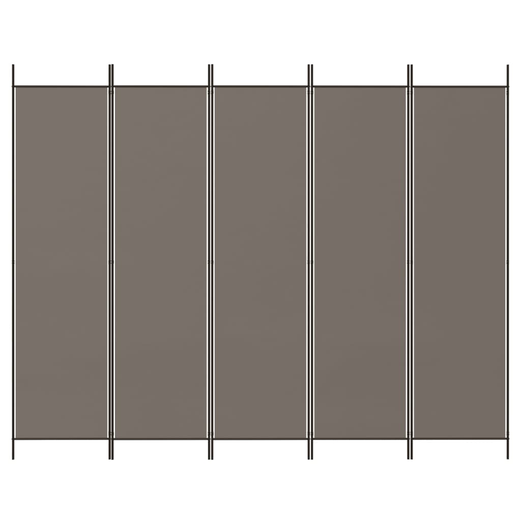 Kambario pertvara, 5 dalių, antracito, 250x220cm, audinys