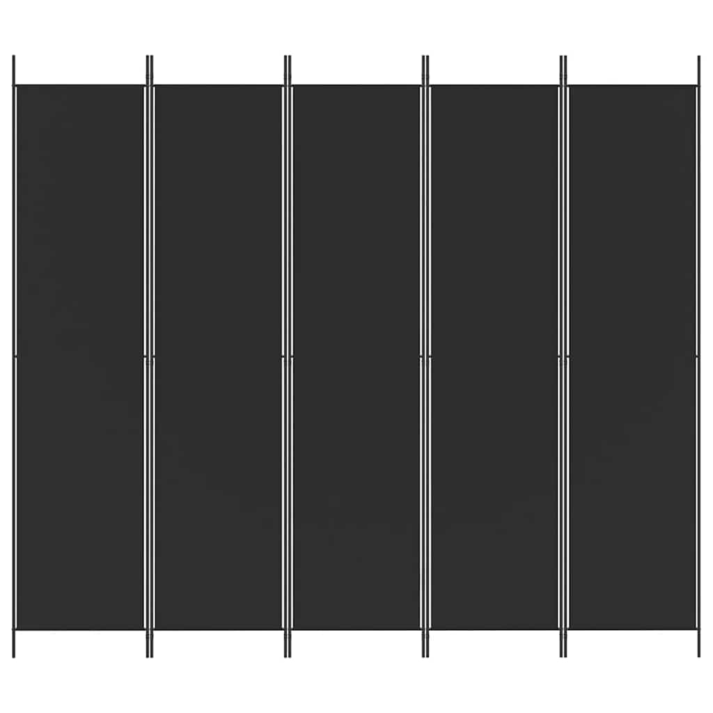 Kambario pertvara, 5 dalių, juodos spalvos, 250x220cm, audinys