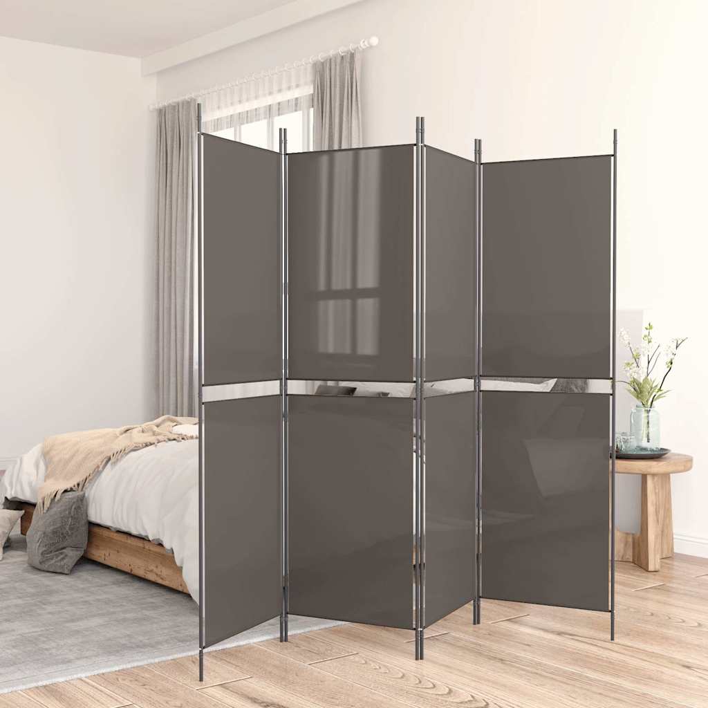 Kambario pertvara, 5 dalių, antracito, 250x180cm, audinys