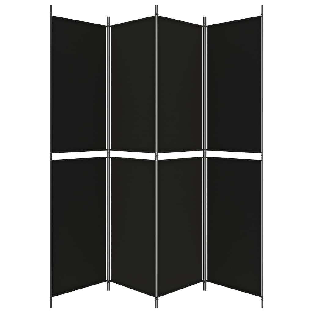 Kambario pertvara, 4 dalių, juodos spalvos, 200x220cm, audinys