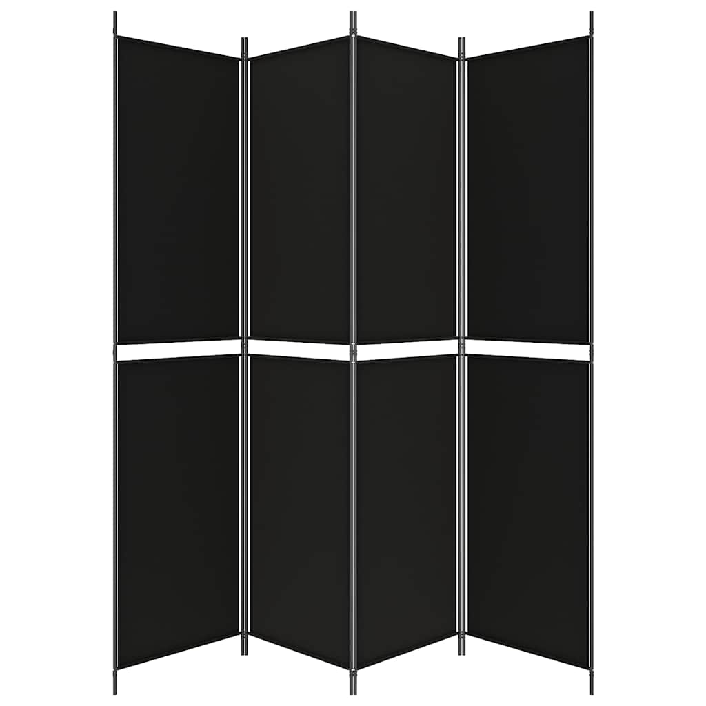 Kambario pertvara, 4 dalių, juodos spalvos, 200x220cm, audinys