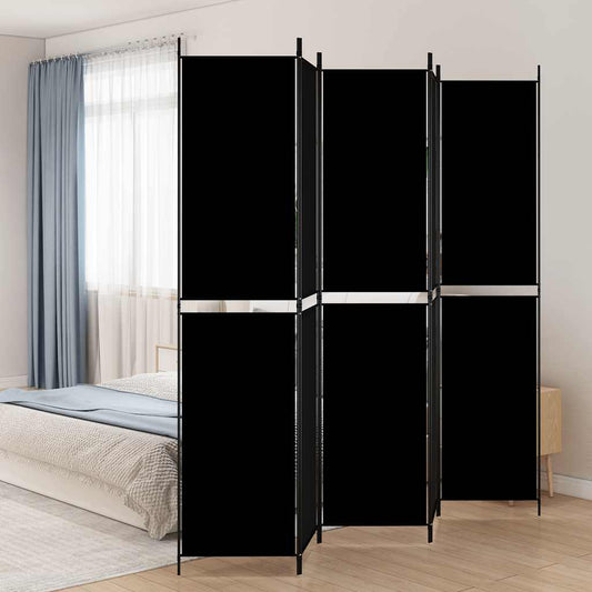 Kambario pertvara, 5 dalių, juodos spalvos, 250x220cm, audinys