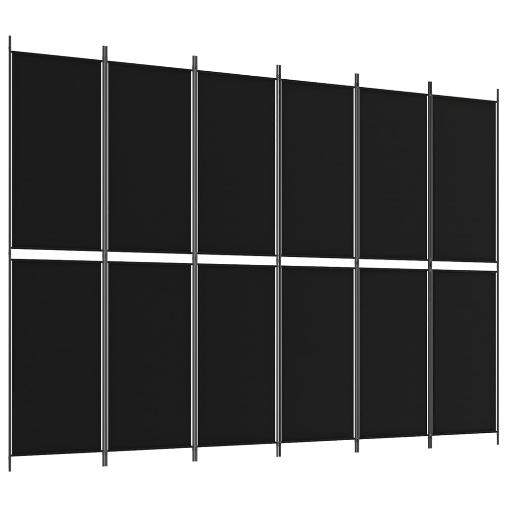 Kambario pertvara, 6 dalių, juodos spalvos, 300x220cm, audinys