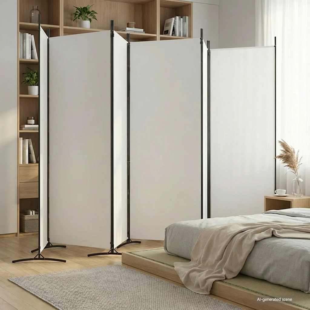 Kambario pertvara, 6 dalių, baltos spalvos, 520x180cm, audinys