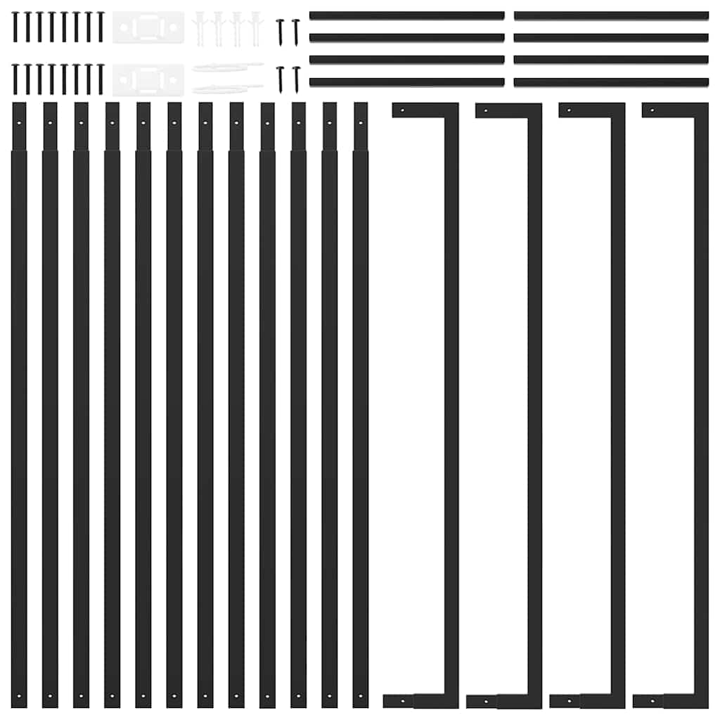 Stovas malkoms, matinės juodos spalvos, 110x28x312cm, plienas