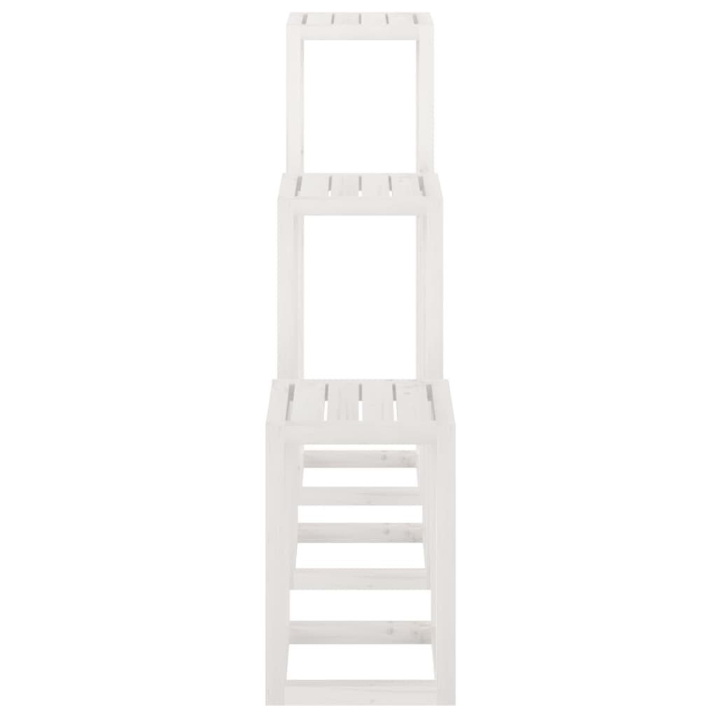 Stovų augalams rinkinys, 3 dalių, baltas, pušies masyvas