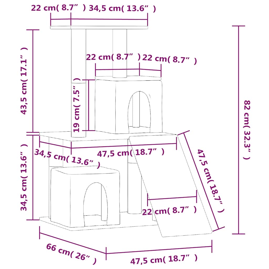 Draskyklė katėms su stovais iš sizalio, tamsiai pilka, 82cm