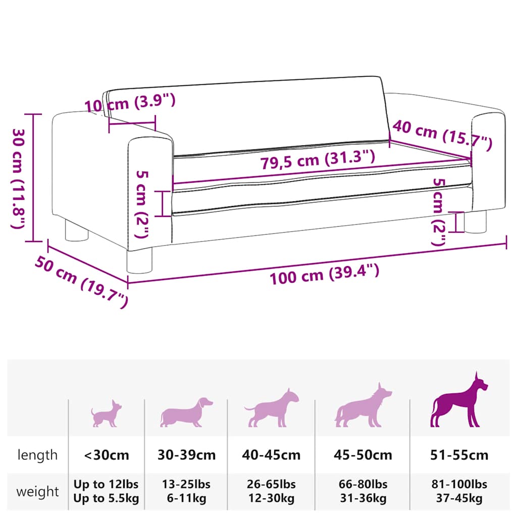 Lova šunims su prailginimu, pilka, 100x50x30cm, aksomas