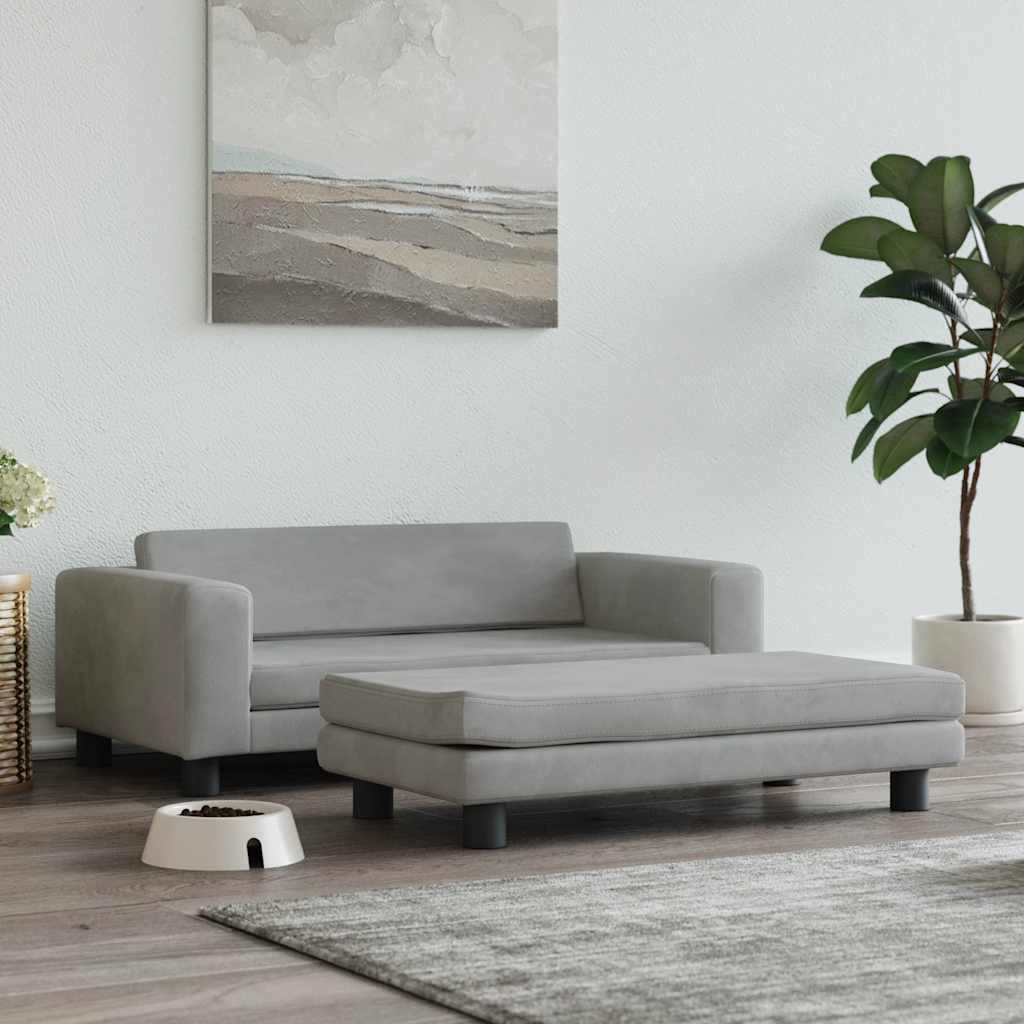 Lova šunims su prailginimu, pilka, 100x50x30cm, aksomas