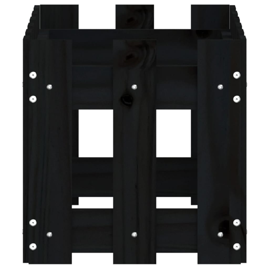 Sodo lovelis, juodas, 60x30x30cm, pušis, tvorelės dizaino