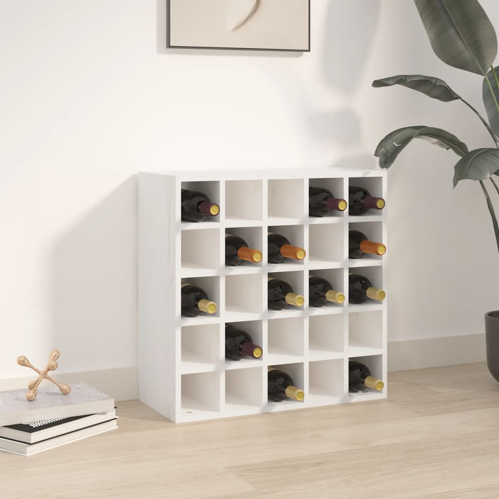 Vyno spintelė, balta, 56x25x56cm, pušies medienos masyvas