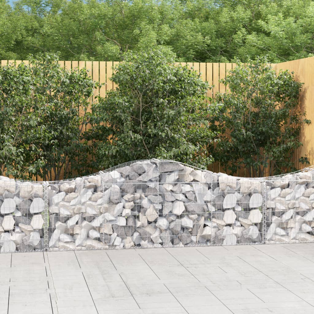 Išlenkti gabiono krepšiai, 8vnt., 200x30x60/80cm, geležis
