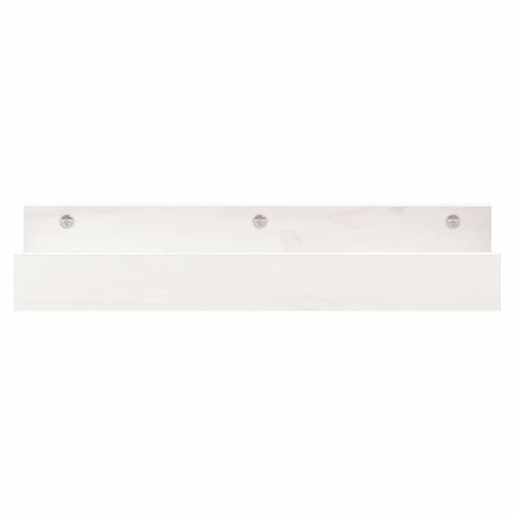 Sieninės lentynos, 2vnt., baltos, 50x12x9cm, pušies masyvas