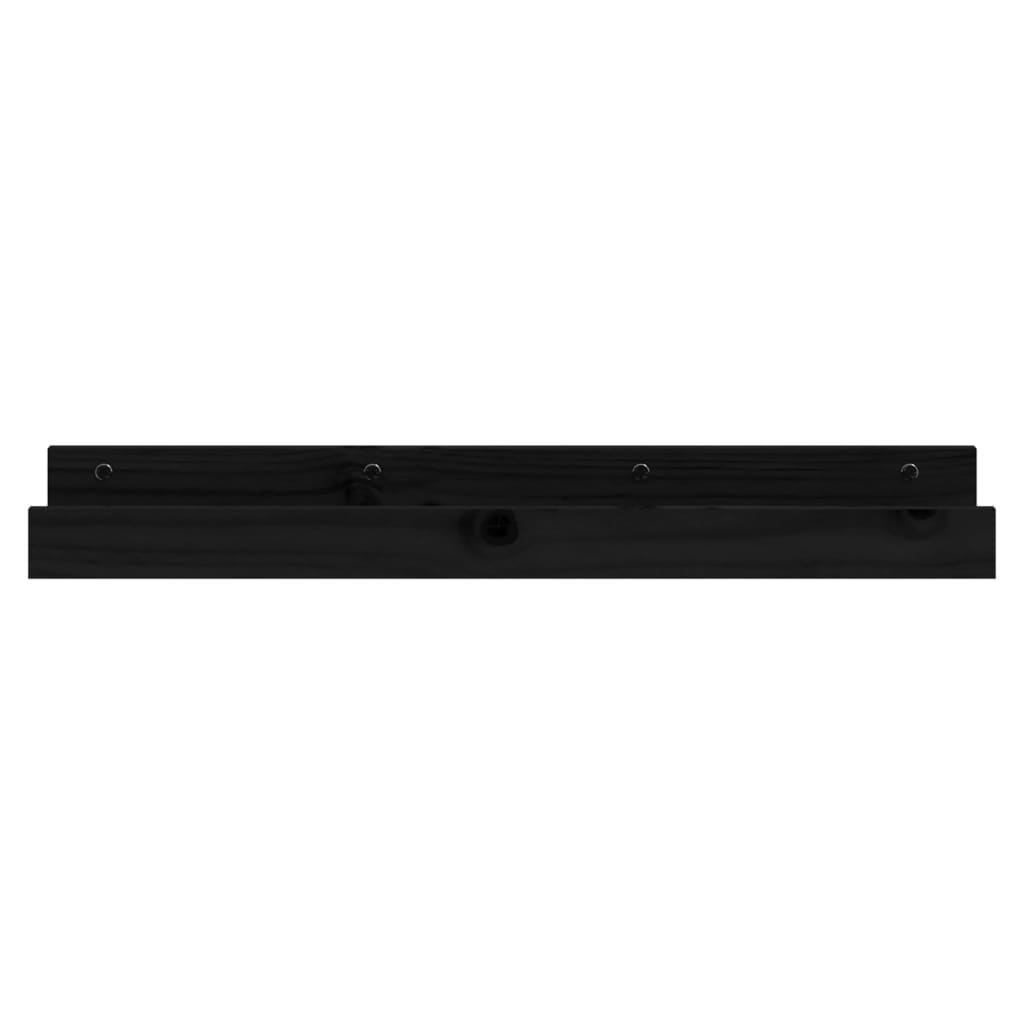 Sieninės lentynos, 2vnt., juodos, 80x12x9cm, pušies masyvas