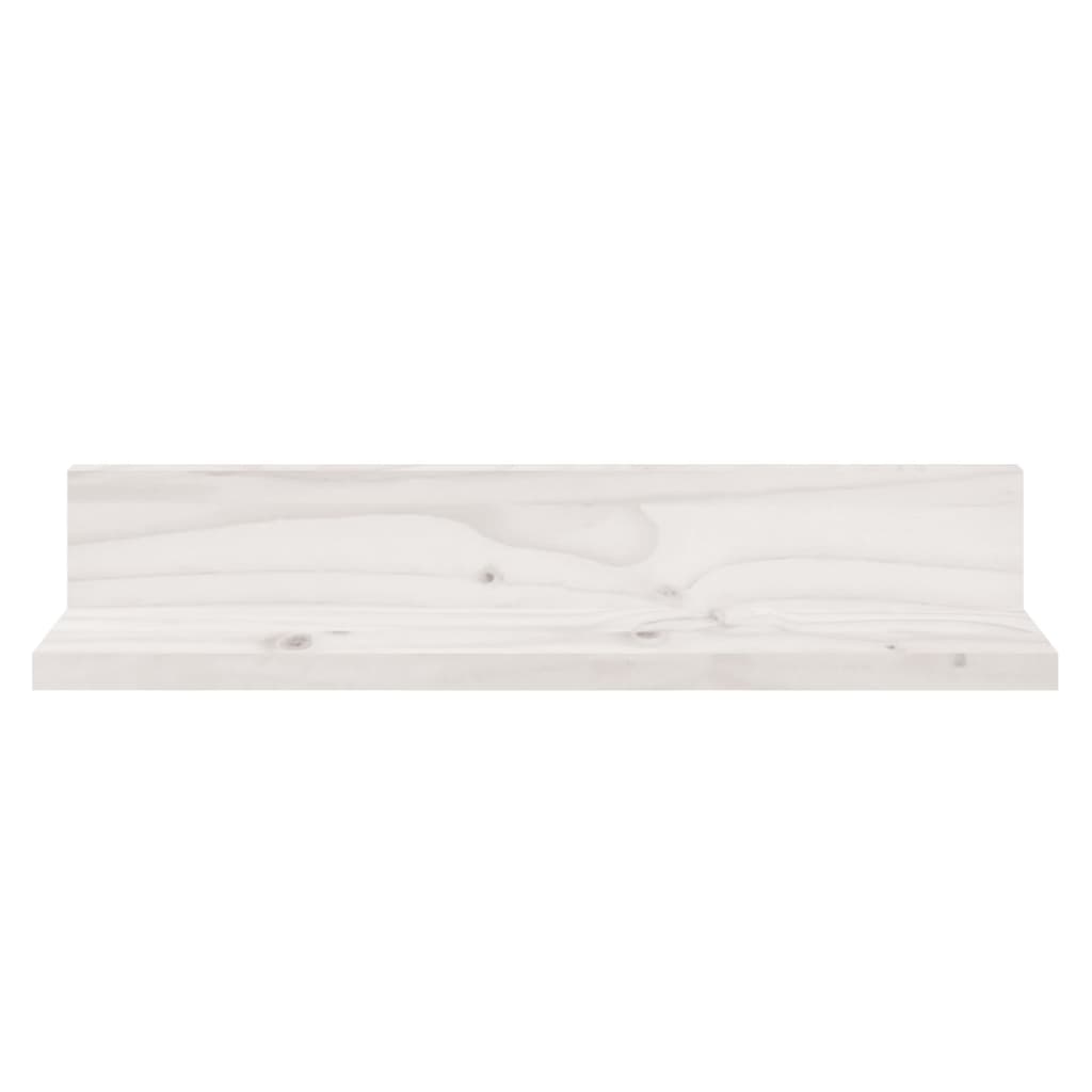 Sieninės lentynos, 2vnt., baltos, 50x11x9cm, pušies masyvas