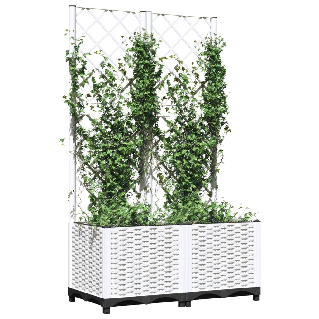 Sodo lovelis su treliažu, baltos spalvos, 80x40x136cm, PP