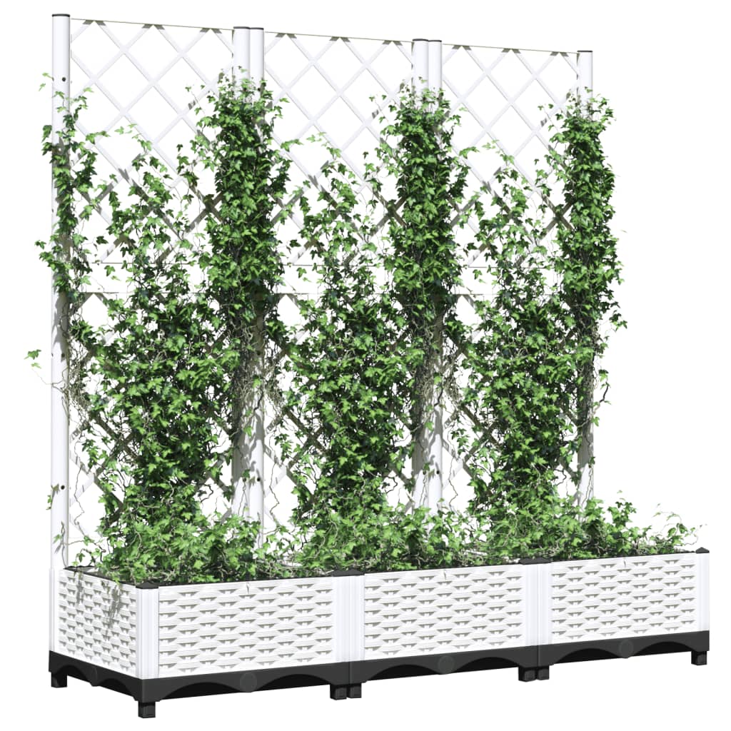 Sodo lovelis su treliažu, baltos spalvos, 120x40x121,5cm, PP