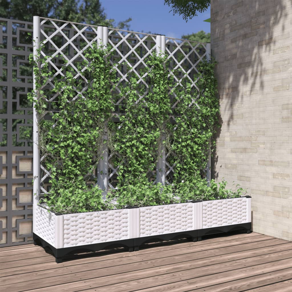 Sodo lovelis su treliažu, baltos spalvos, 120x40x121,5cm, PP