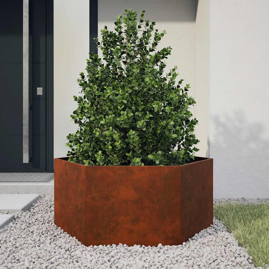 Lovelis su kojelėmis, rūdžių, 30x30x30cm, Corten plienas