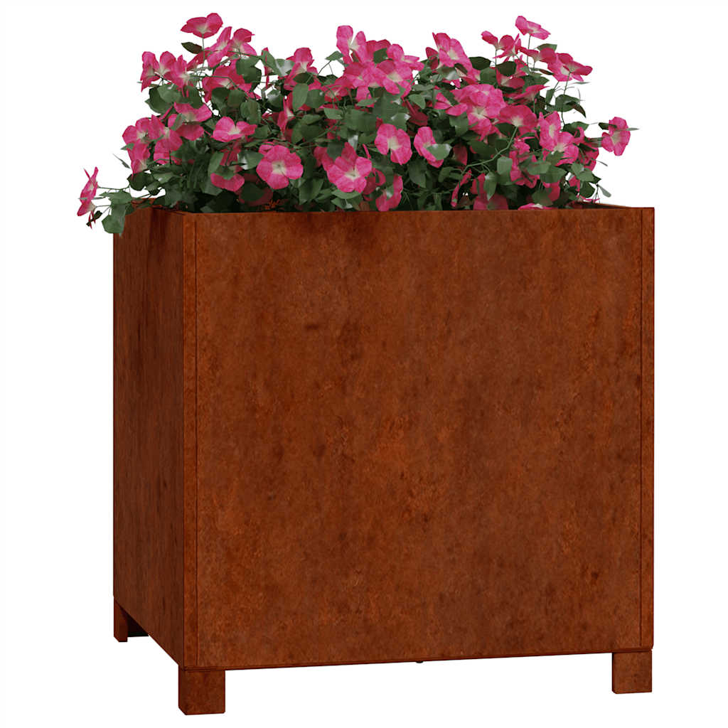 Loveliai su kojelėm, 2vnt., rūdžių, 50x50x50cm, Corten plienas
