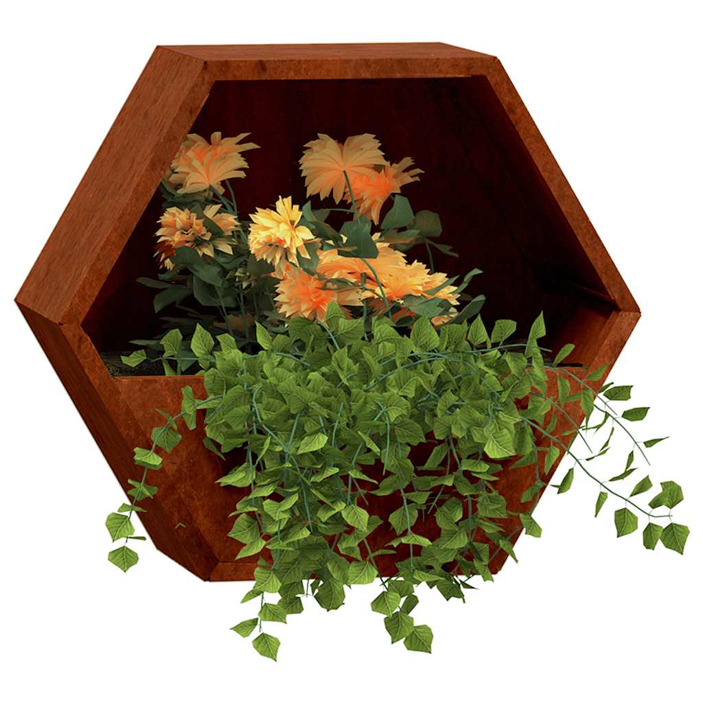 Sieniniai loveliai, 2vnt., rūdžių, 30x10x25cm, Corten plienas
