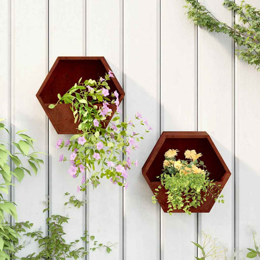 Sieniniai loveliai, 2vnt., rūdžių, 30x10x25cm, Corten plienas