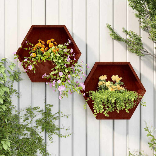 Sieniniai loveliai, 2vnt., rūdžių, 46x10x40cm, Corten plienas