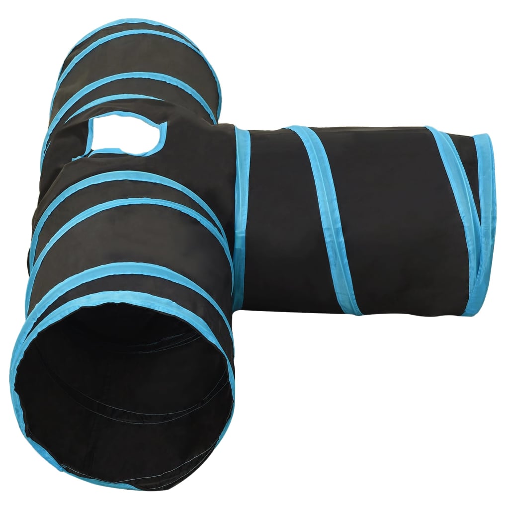 Tunelis katėms, 3 krypčių, juodas ir mėlynas, 90cm, poliesteris