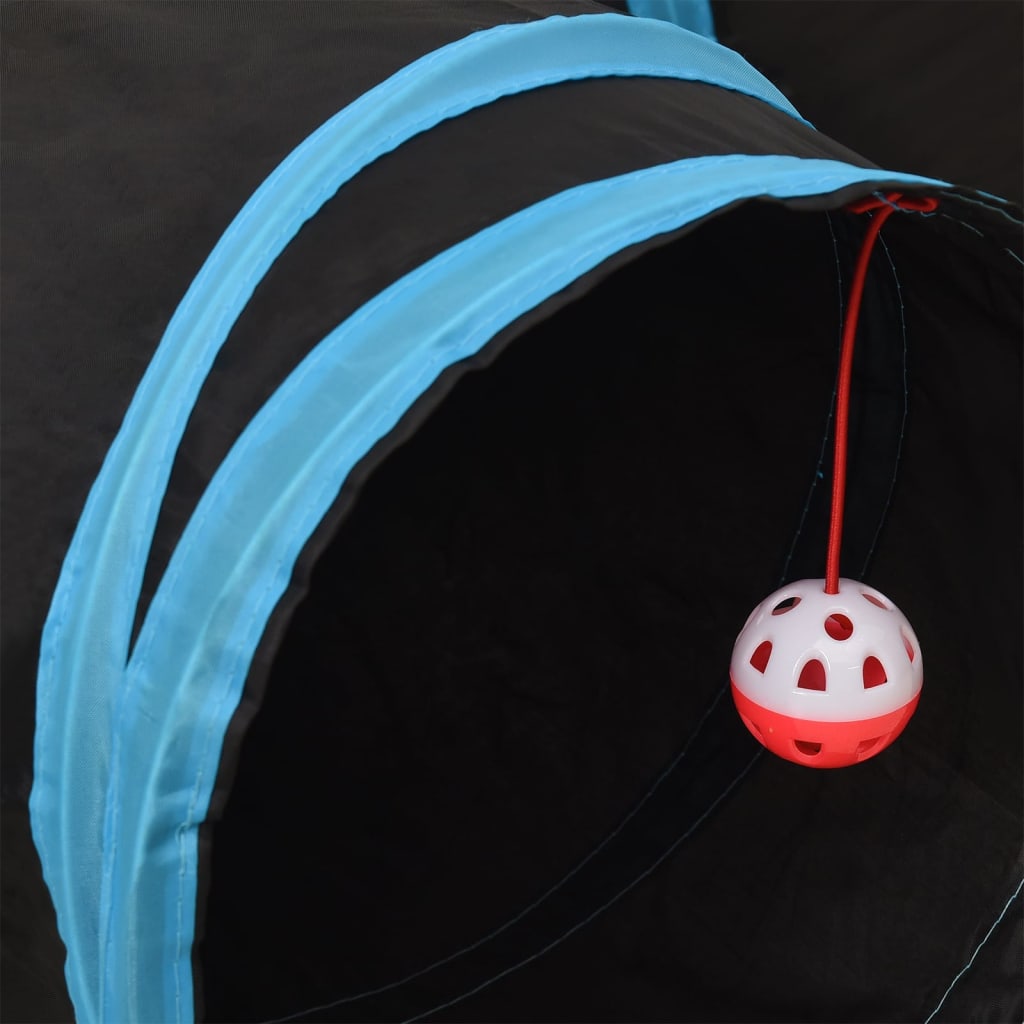 Tunelis katėms, 3 krypčių, juodas ir mėlynas, 90cm, poliesteris