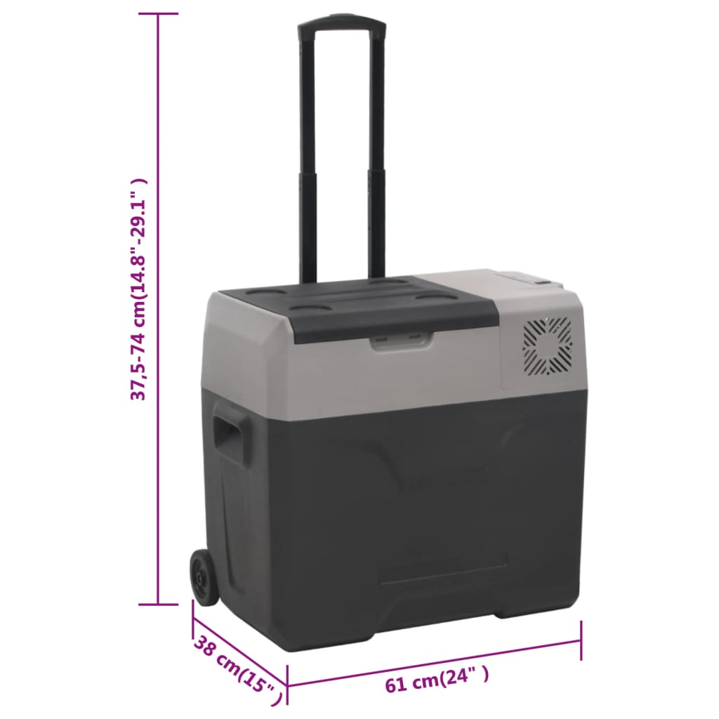 Šaltdėžė su ratukais ir rankena, juoda ir pilka, 30l, PP
