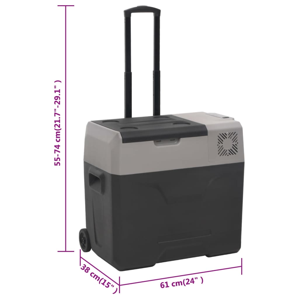 Šaltdėžė su ratukais ir rankena, juoda ir pilka, 50l, PP