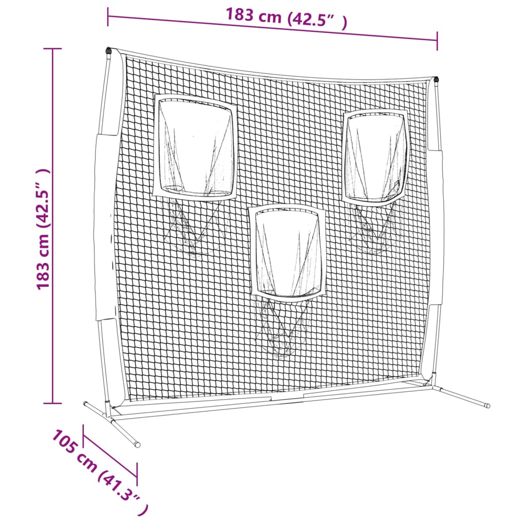 Beisbolo tinklas, juodas/raudonas, 183x105x183cm, poliesteris