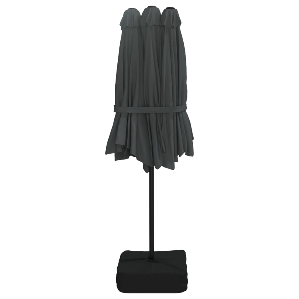 Dvigubas sodo skėtis nuo saulės su LED, antracito, 449x265cm