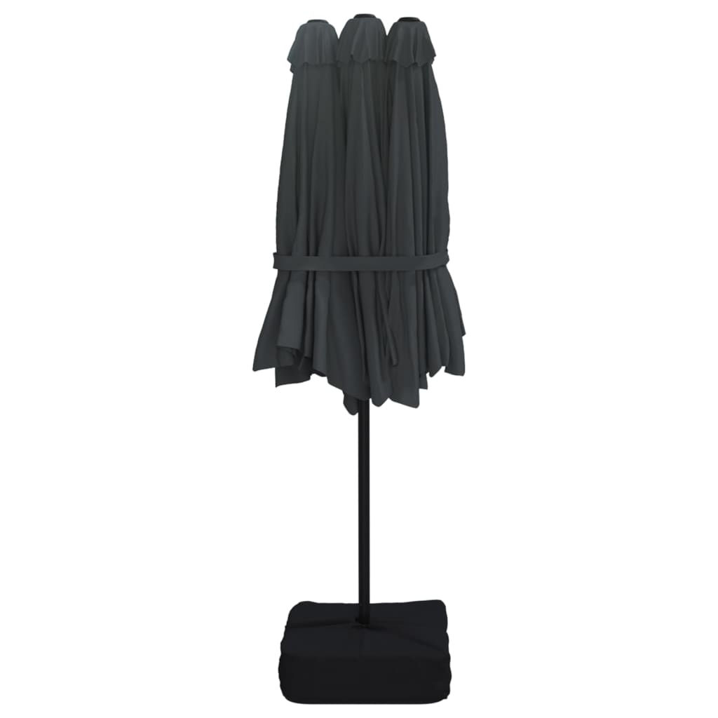 Dvigubas sodo skėtis nuo saulės su LED, juodas, 449x265cm