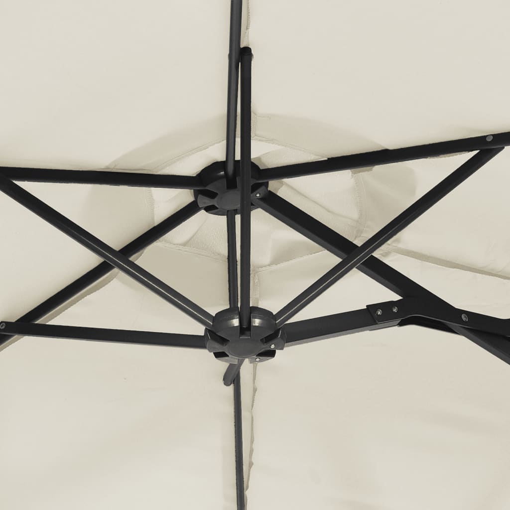 Dvigubas sodo skėtis nuo saulės, smėlio baltas, 316x145cm