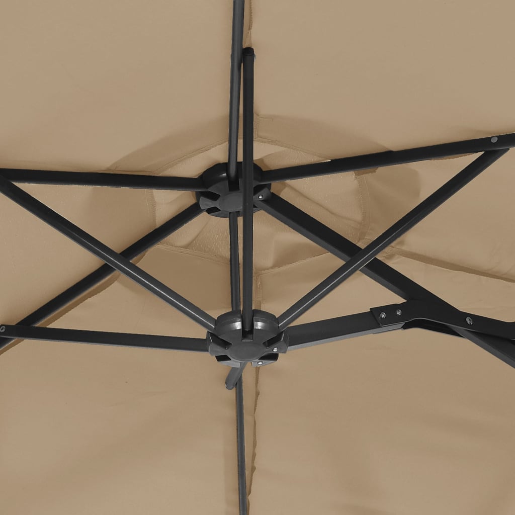 Dvigubas sodo skėtis nuo saulės, taupe spalvos, 316x145cm