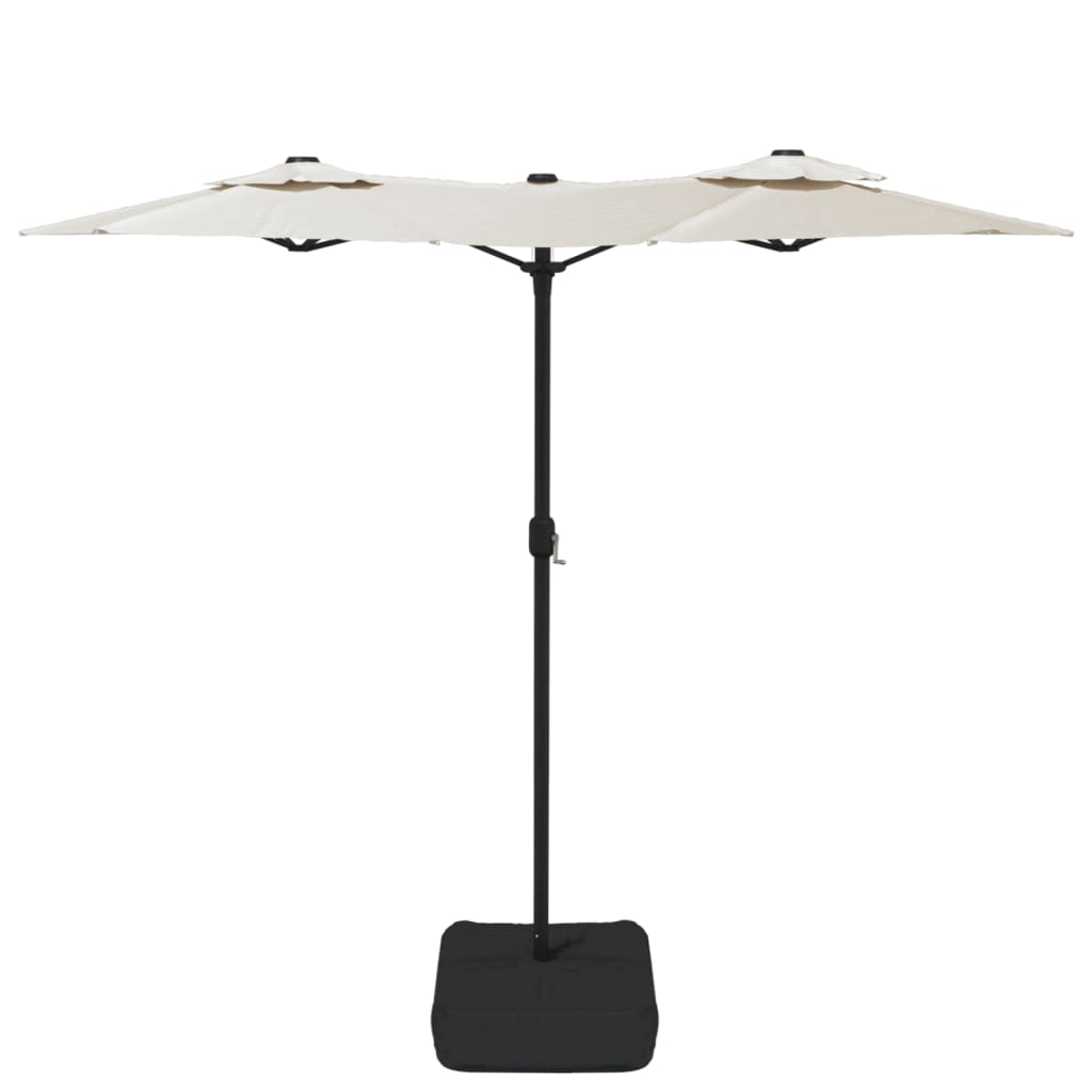 Dvigubas sodo skėtis nuo saulės su LED, smėlio, 316x145cm