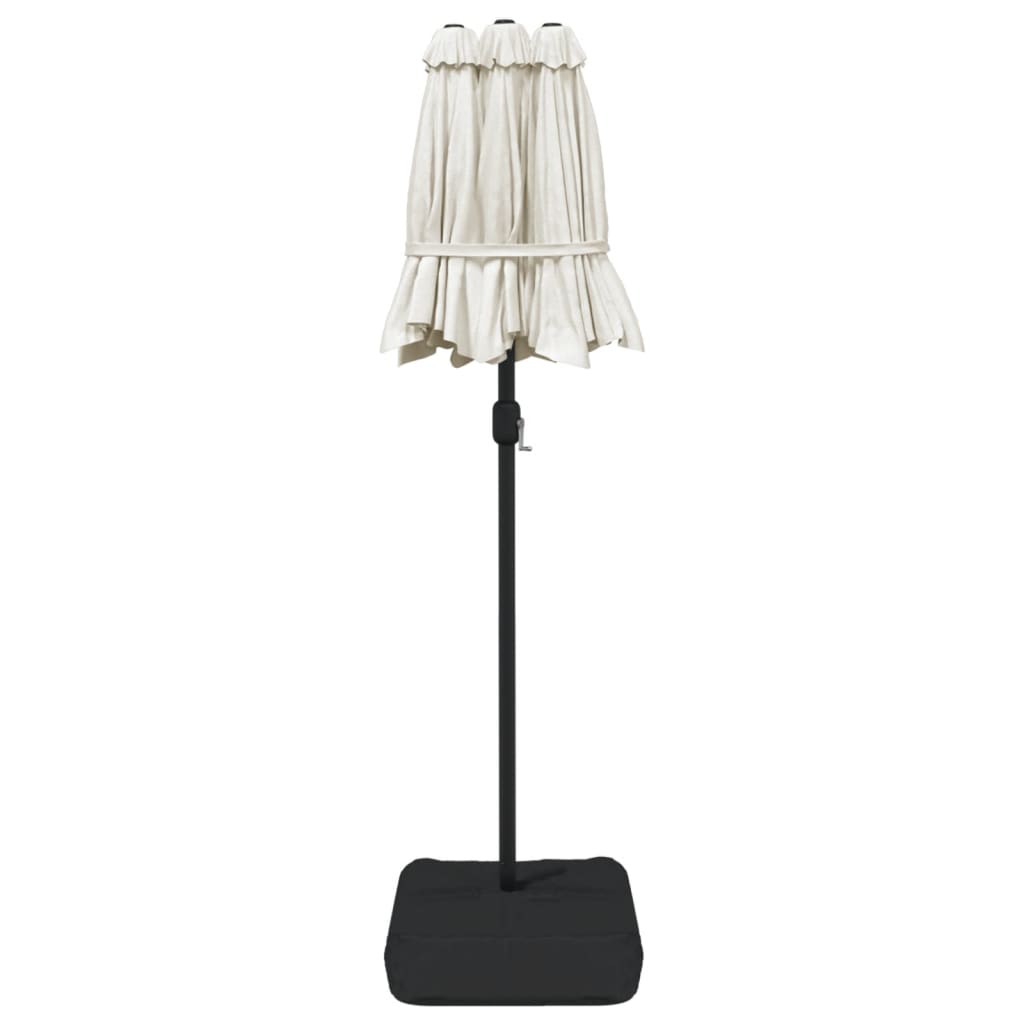 Dvigubas sodo skėtis nuo saulės su LED, smėlio, 316x145cm