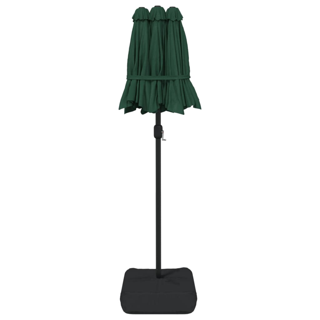 Dvigubas sodo skėtis nuo saulės su LED, žalias, 316x145cm