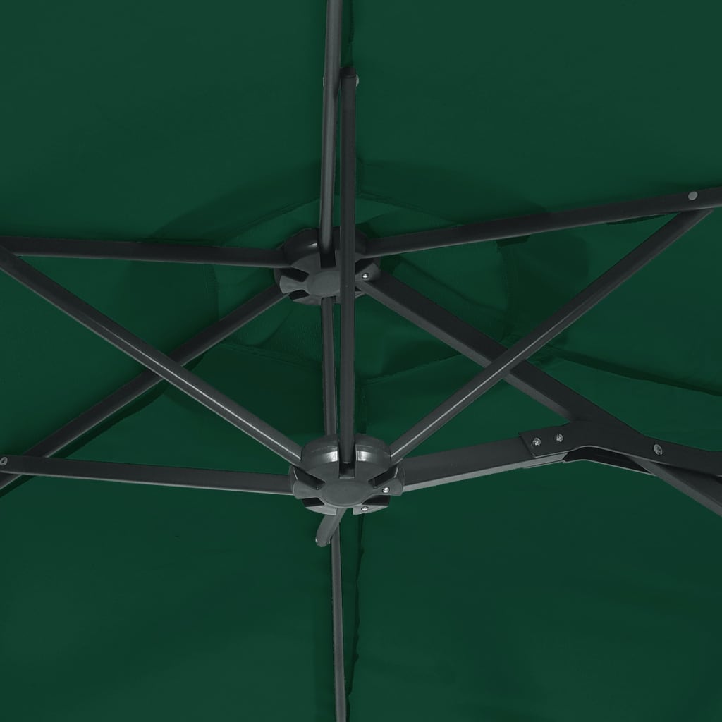 Dvigubas sodo skėtis nuo saulės su LED, žalias, 316x145cm