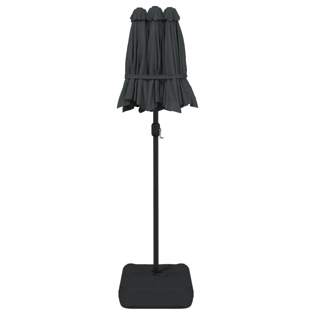 Dvigubas sodo skėtis nuo saulės su LED, antracito, 316x145cm