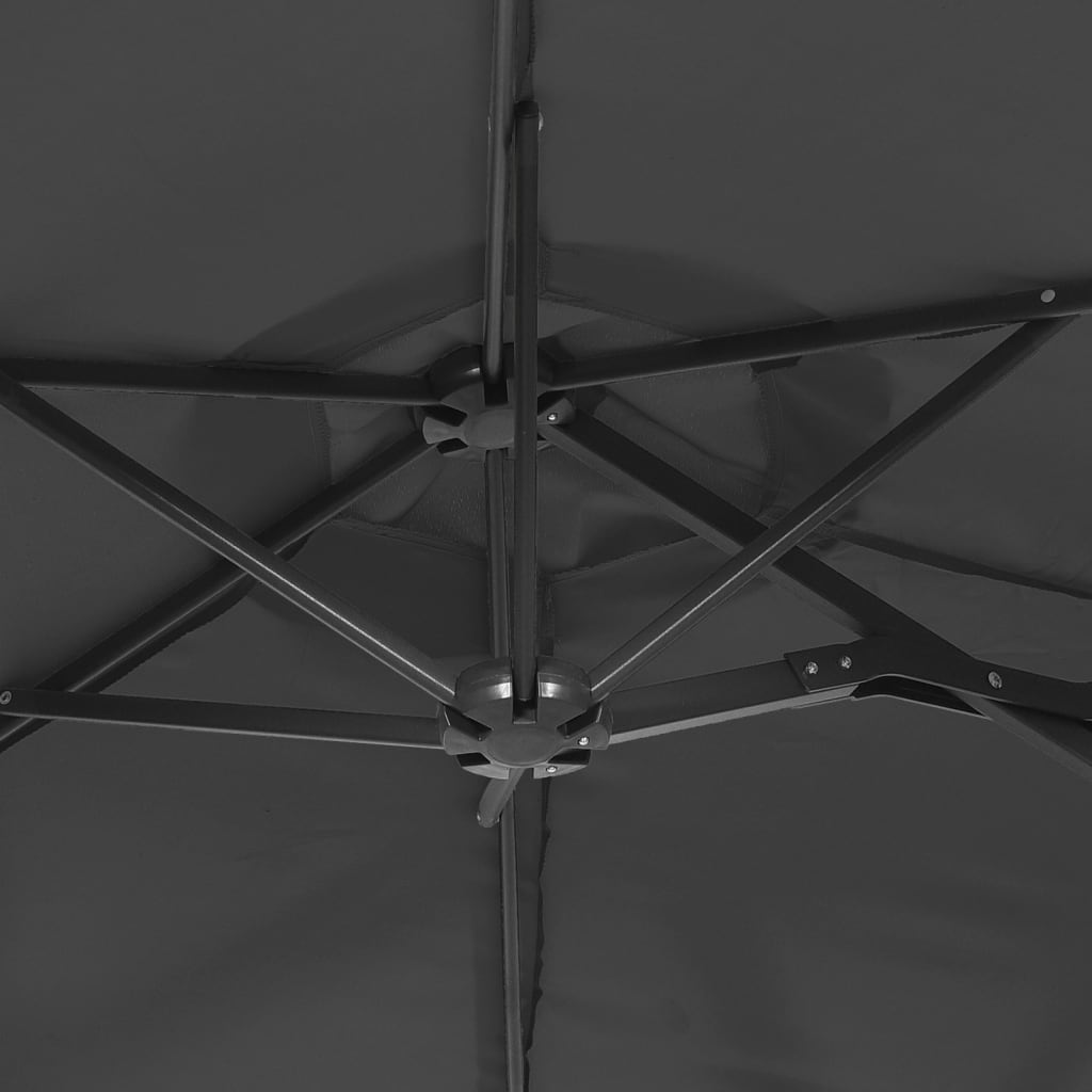 Dvigubas sodo skėtis nuo saulės su LED, antracito, 316x145cm