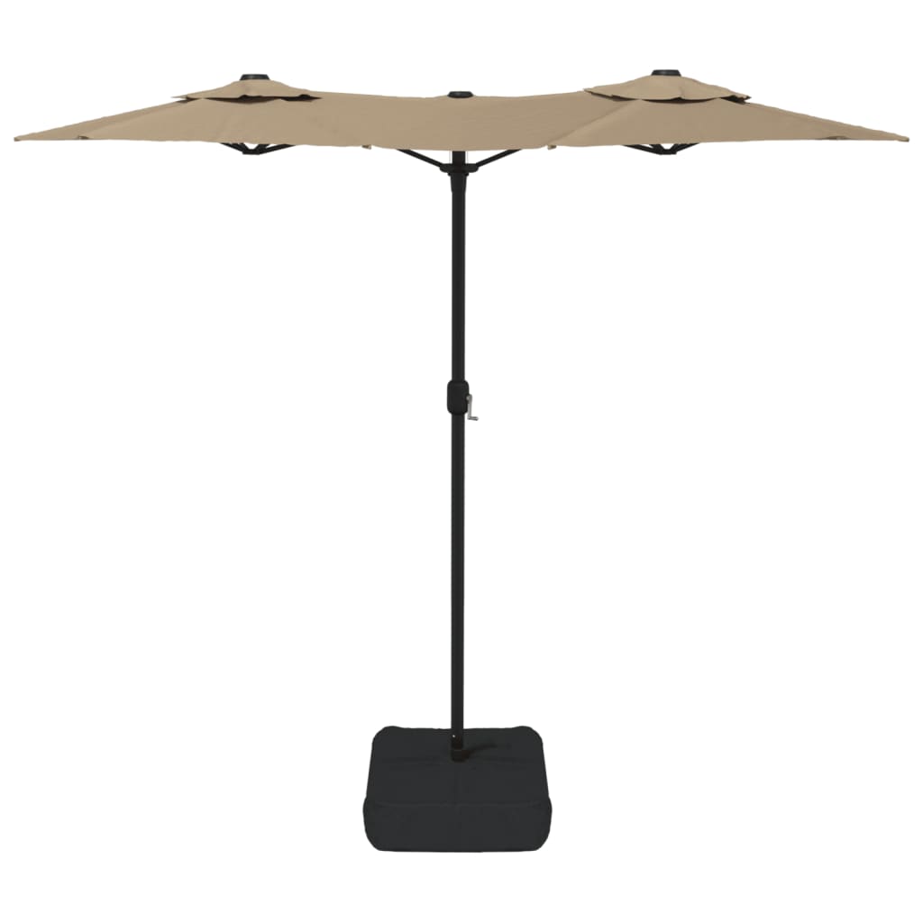 Dvigubas sodo skėtis nuo saulės su LED, taupe, 316x145cm