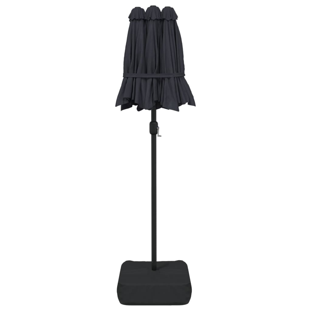 Dvigubas sodo skėtis nuo saulės su LED, juodas, 316x145cm