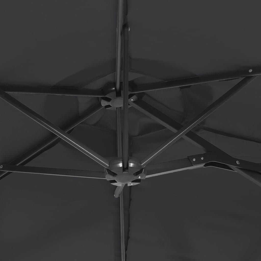 Dvigubas sodo skėtis nuo saulės su LED, juodas, 316x145cm